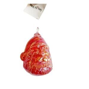 NWT Glass Eye Studio Christmas Ornament Santa Red Iridescent ..